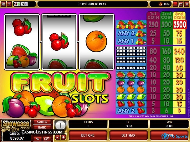 Bảng trả thưởng hấp dẫn của slot game Fruit slots online