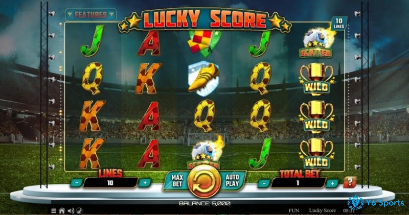 Giao diện Lucky score mang đậm phong cách thể thao