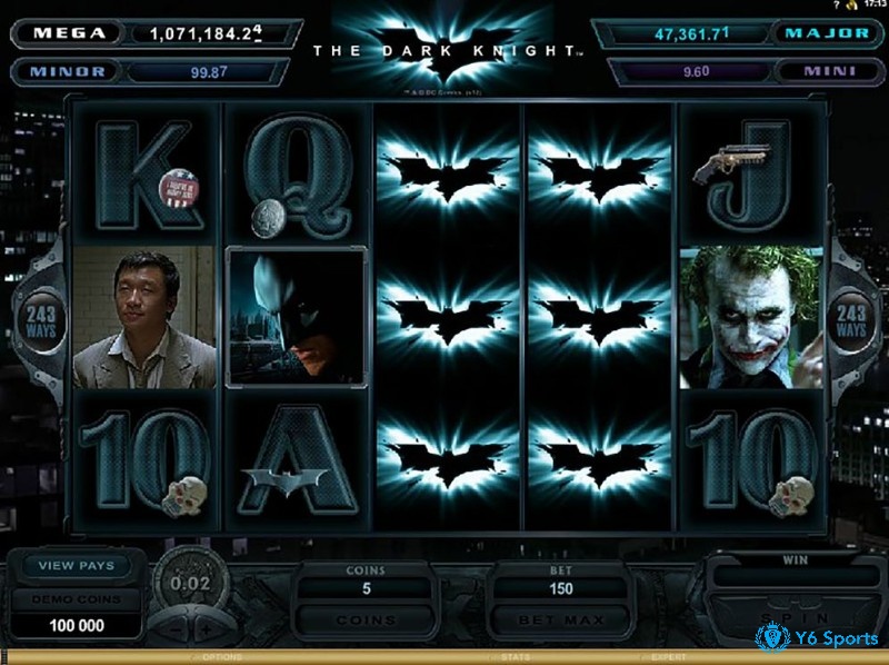 The Dark Knight slot có 50 hàng thanh toán và 6 cuộn phim