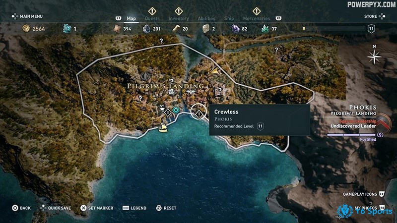 Hệ thống nhiệm vụ của Game Assassin's Creed Odyssey tại mục bản đồ